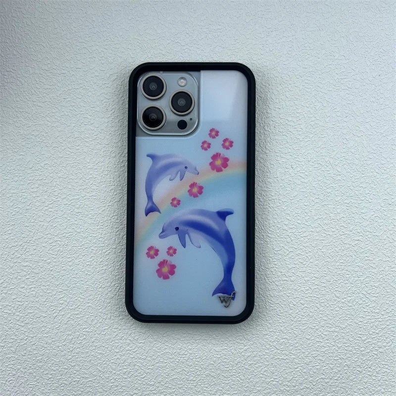 Cute Animal & Cherry Print iPhone Case – Wildflower Cartoon Design