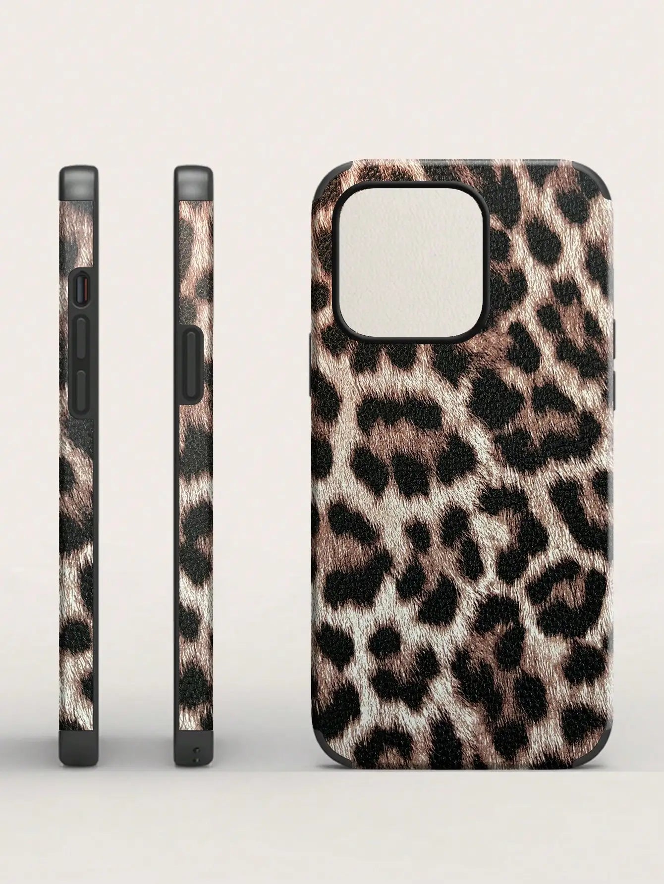 Leopard Pattern Leather Craft Soft Phone Case For iPhone