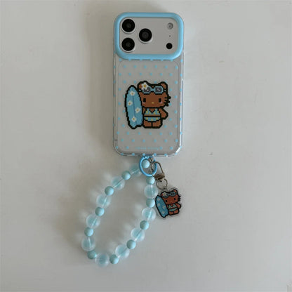 Kawaii Pixel Kitty Polka Dot Phone Case For iPhone