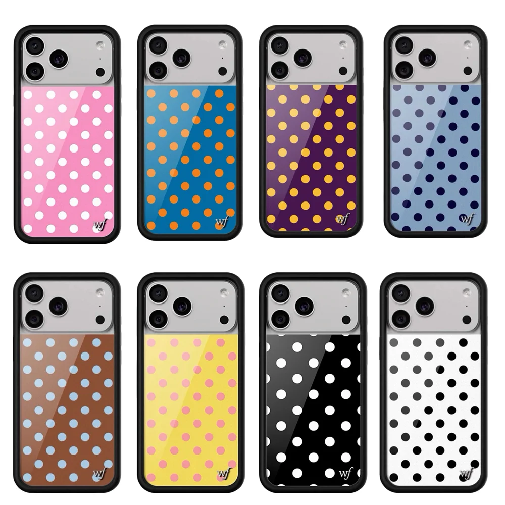 New Wildflower Cherry Strawberry Polka Dot Phone Case For iPhone Cute Cartoon Cover
