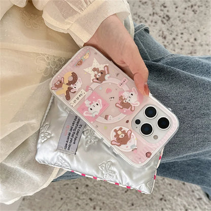 Cartoon Bunny Bear MagSafe Stand Shockproof Case