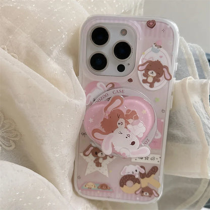 Cartoon Bunny Bear MagSafe Stand Shockproof Case