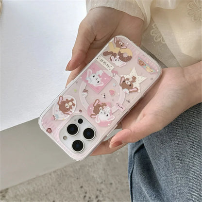Cartoon Bunny Bear MagSafe Stand Shockproof Case