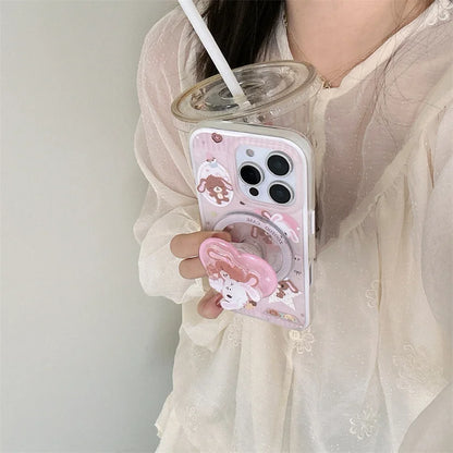 Cartoon Bunny Bear MagSafe Stand Shockproof Case