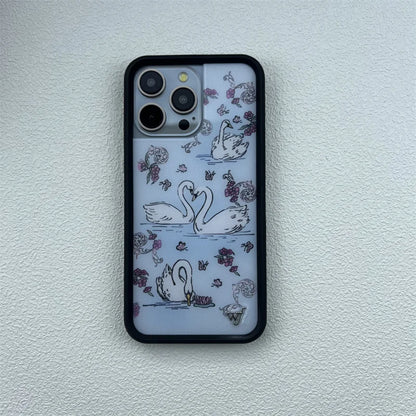 Cute Animal & Cherry Print iPhone Case – Wildflower Cartoon Design