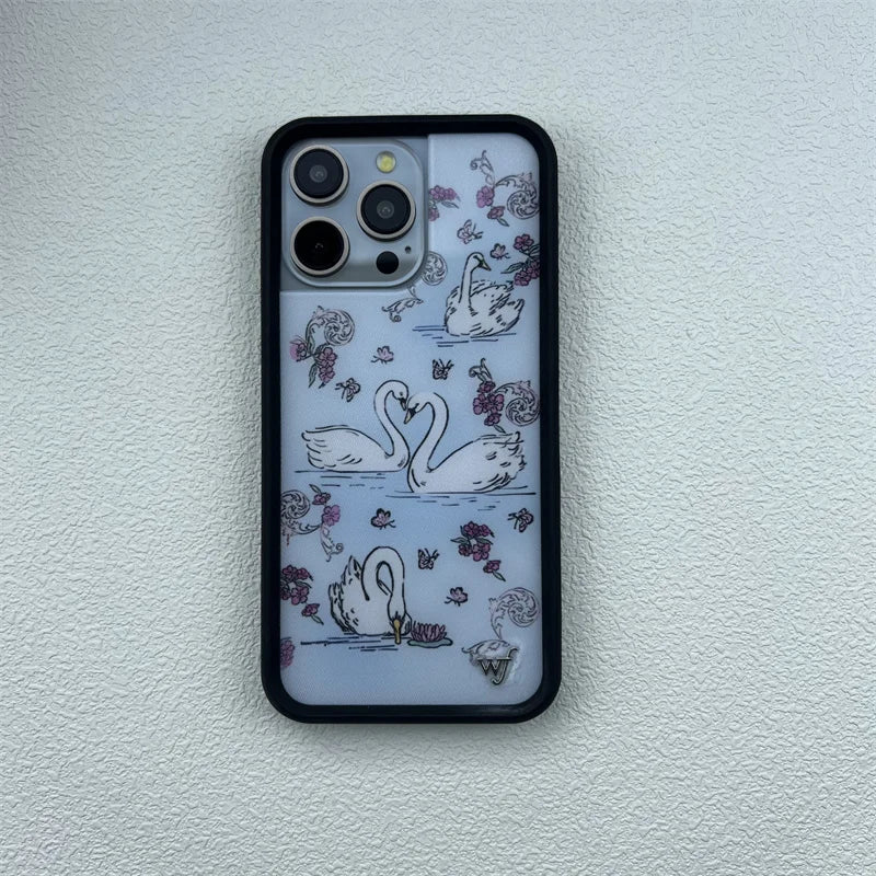 Cute Animal & Cherry Print iPhone Case – Wildflower Cartoon Design