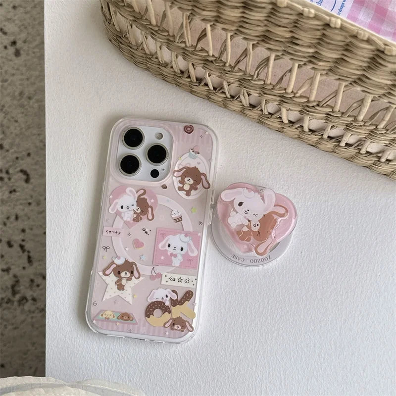 Cartoon Bunny Bear MagSafe Stand Shockproof Case