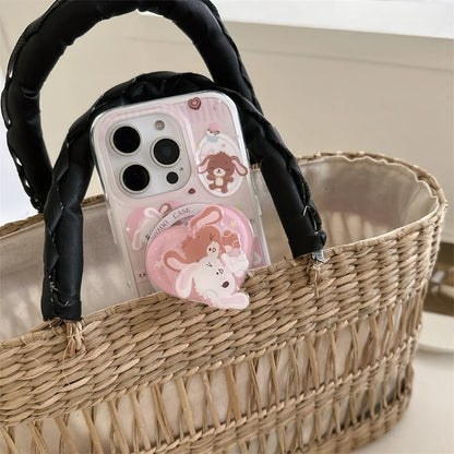Cartoon Bunny Bear MagSafe Stand Shockproof Case