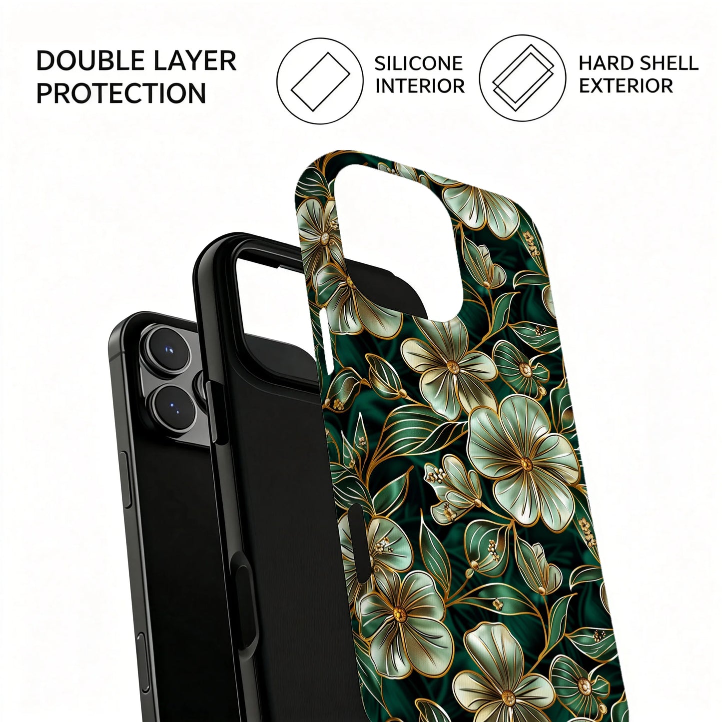 Luxury Botanical Magnetic Phone Case Compatible With iPhone Double Layer Protective Cover