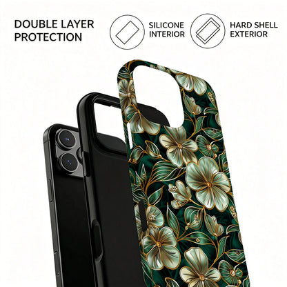 Luxury Botanical Magnetic Phone Case Compatible With iPhone Double Layer Protective Cover