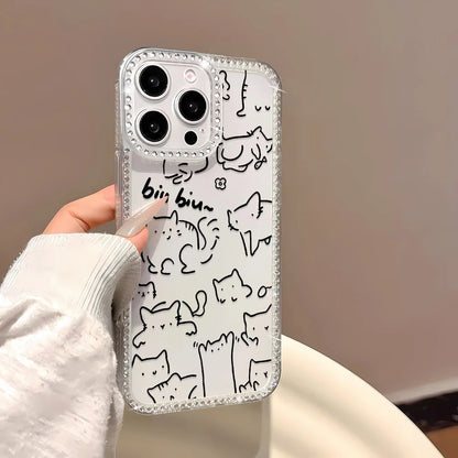 Bling Glitter Cute Cat Phone Case For iPhone