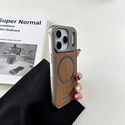MagSafe Wood Grain Armor iPhone Case – Magnetic Wireless Charging