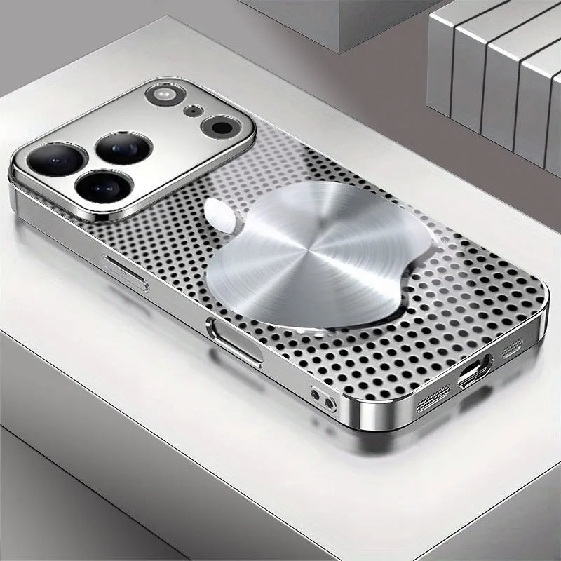 Metal Mesh For Apple Texture Pattern Glass Electroplated Phone Case For iPhone