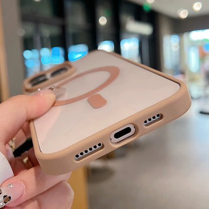 Luxury For Magsafe Magnetic Wireless Charge Case For iPhone Transparent PC Hard Back Cover