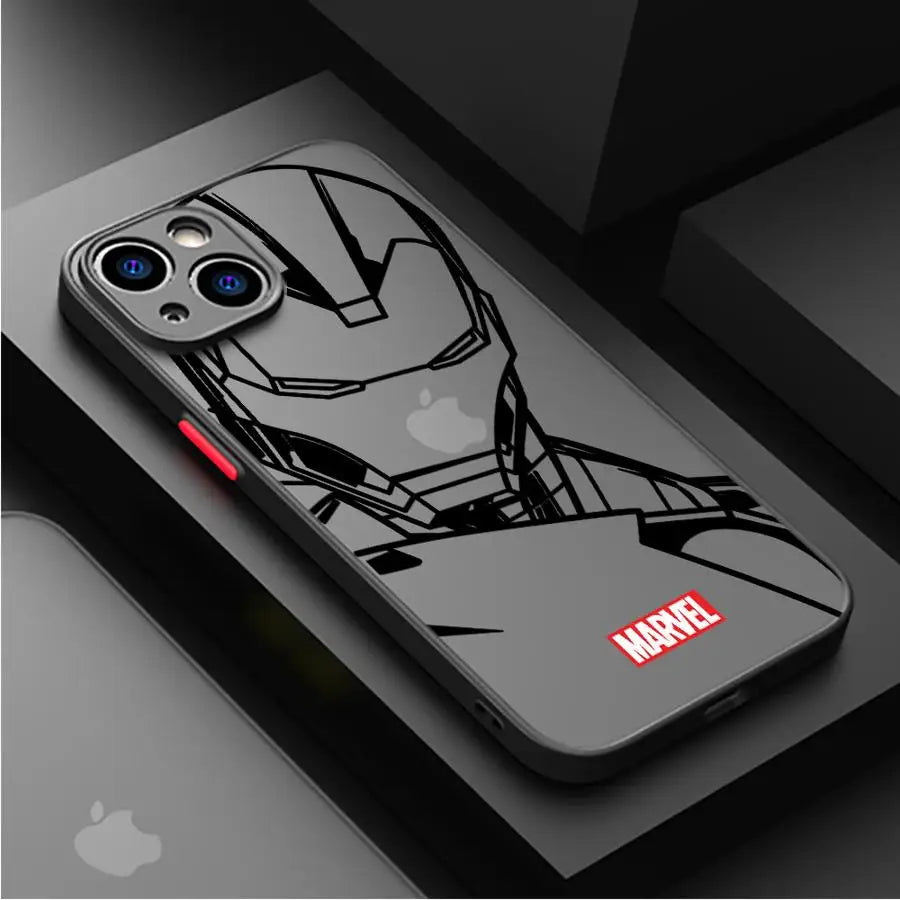 Iron Man Spider Man Deadpool Art Phone Case For iPhone