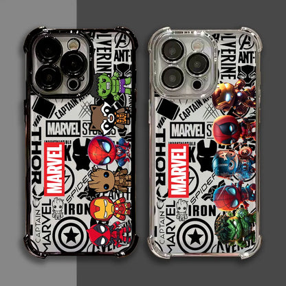 Cool Anime Marvel Hero Luxury Plating Phone Case For iPhone