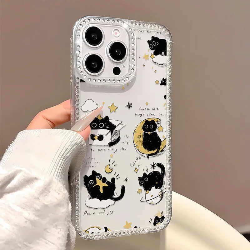 Bling Glitter Cute Cat Phone Case For iPhone