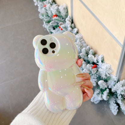 INS Cute 3D Gradient Electroplated Bear Phone Case Suitable For iPhone