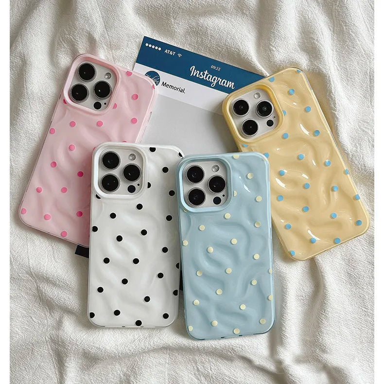 Love Polka Dot Folds Texture Phone Cases For IPhone