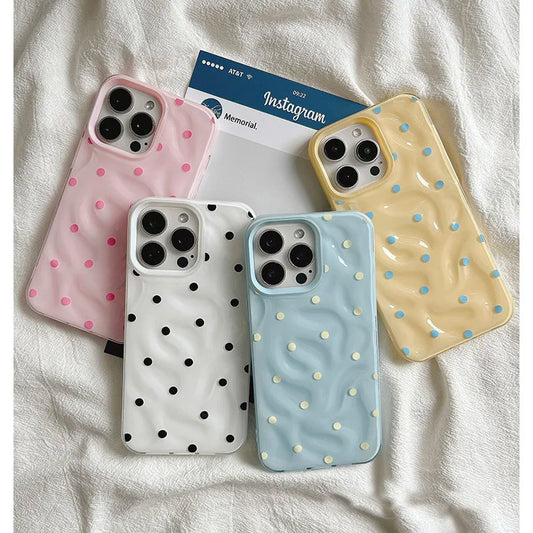 Love Polka Dot Folds Texture Phone Cases For IPhone