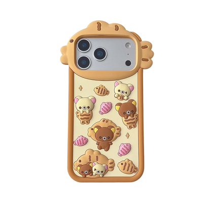 3D Cute Rilakkuma Bear Silicone Phone Case For iPhone Shockproof Soft Cover With Cartoon Design