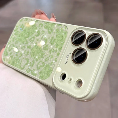 Luxury Bling Glitter Leopard Print Candy Color Case For iPhone
