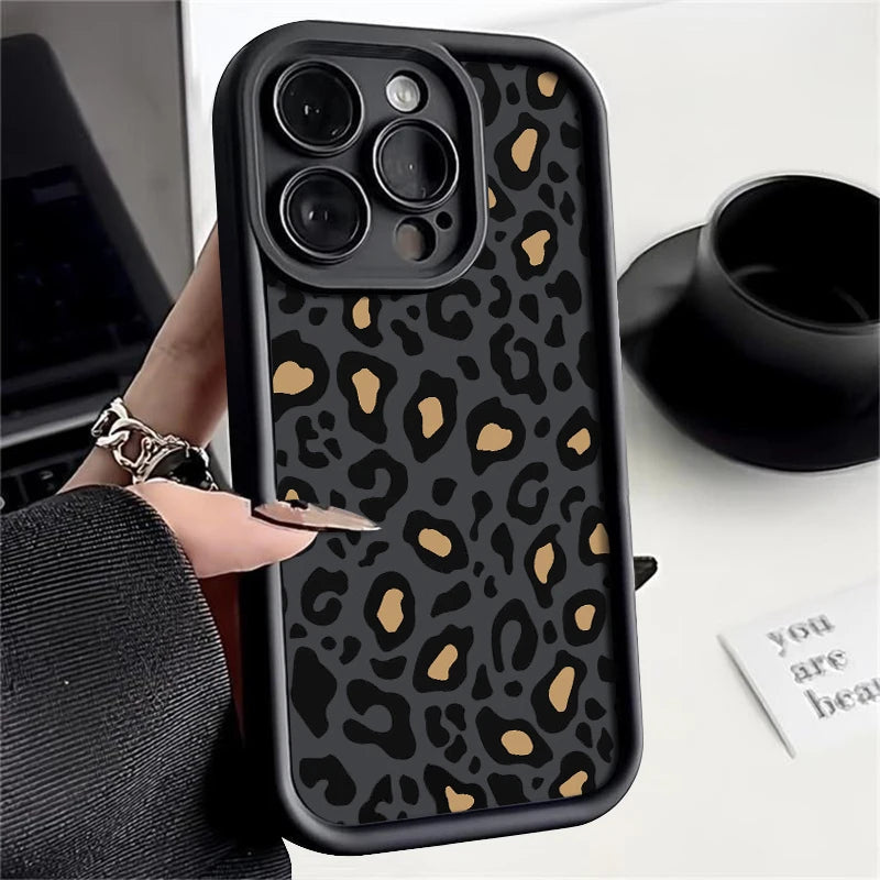 Leopard Patterned Case For iPhone Shockproof Bumper Phone Cover Coque