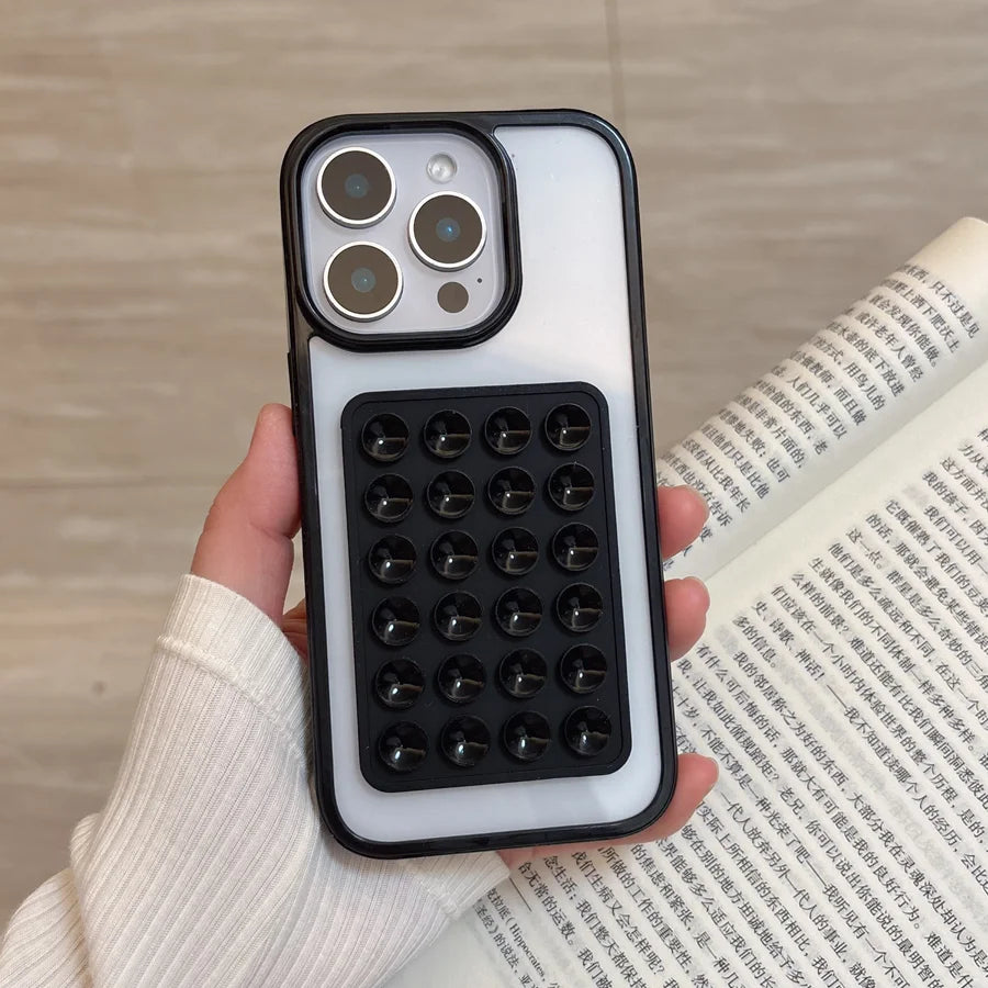 Candy Bumper Phone Case For iPhone Suction Cup Airbag Clear Shockproof Cover