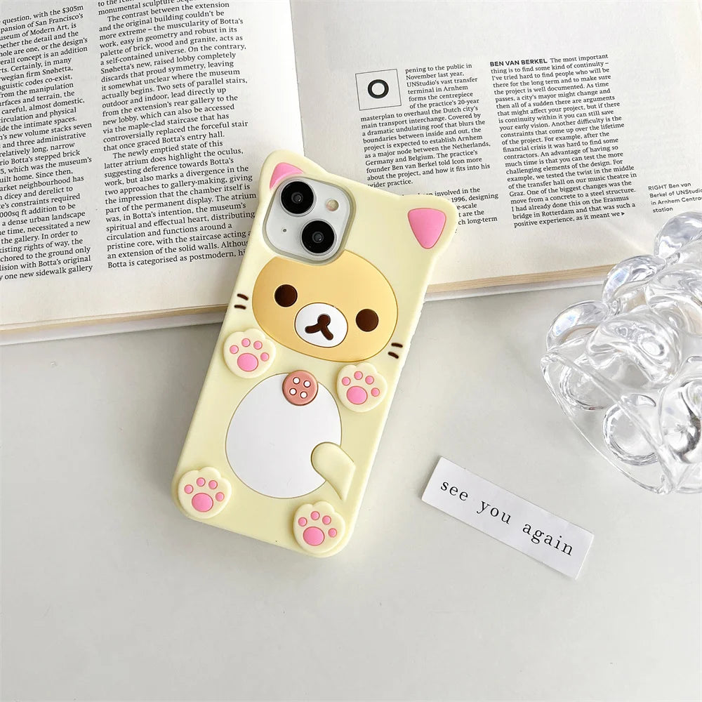 Rilakkuma Bear Kawaii Cat Silicone iPhone Case