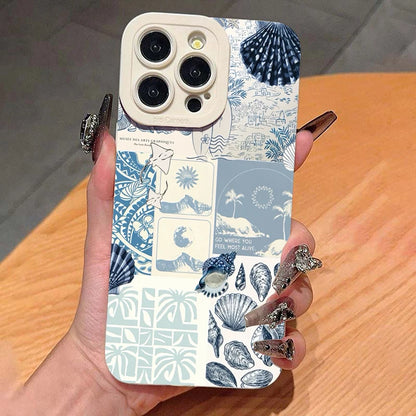 Ocean Creative Coastal Seashell Seaweed Pattern Phone Case For iPhone