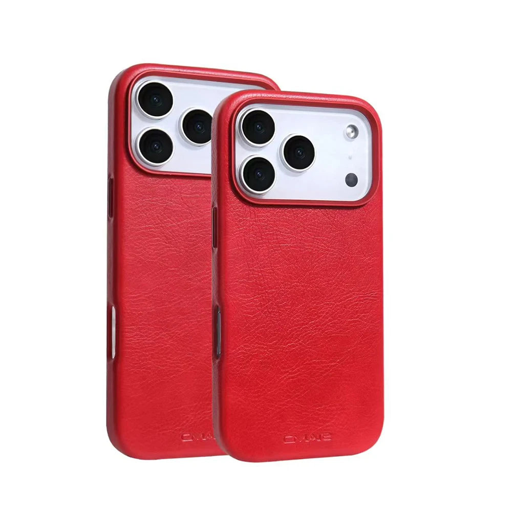 Leather-Style MagSafe iPhone Case With Alloy Lens Bumper Armor