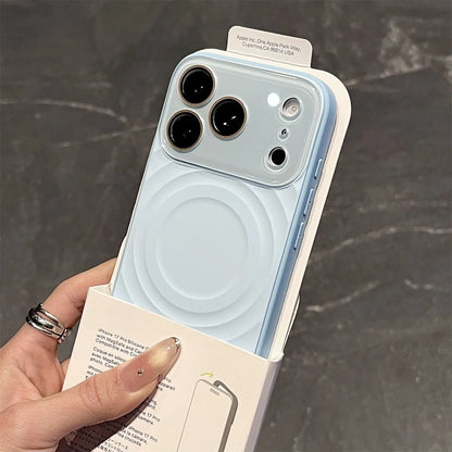 Fashion Liquid Silicone Water Ripple Pattern Big Window Phone Case For iPhone For Magsafe Magnetic Charge Cover
