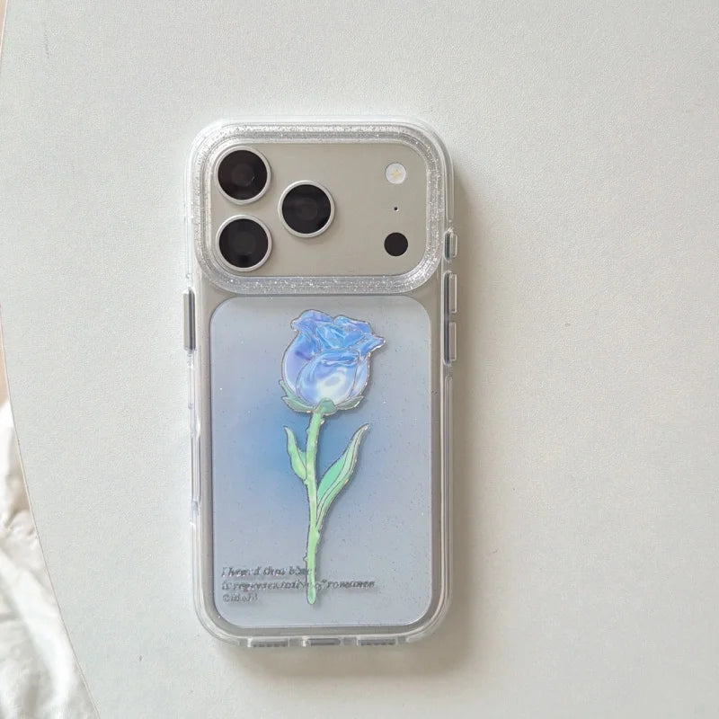 Blue Pink Roses Pattern Gifts Phone Case For iPhone