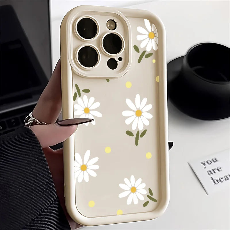 Matte Silicone Flower Phone Case For iPhone