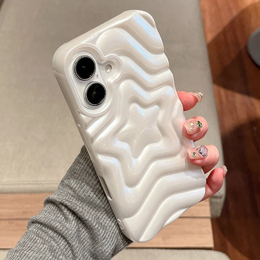 Fashion Pearl White Imprint Star Phone Case