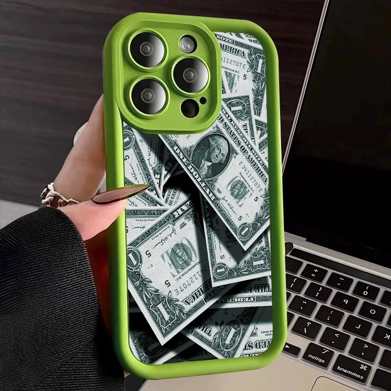 Pink Dollars Full-Coverage Banknote Design Silicone Phone Case For iPhone