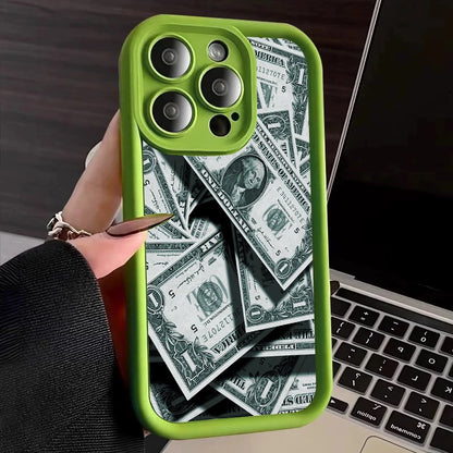 Pink Dollars Full-Coverage Banknote Design Silicone Phone Case For iPhone