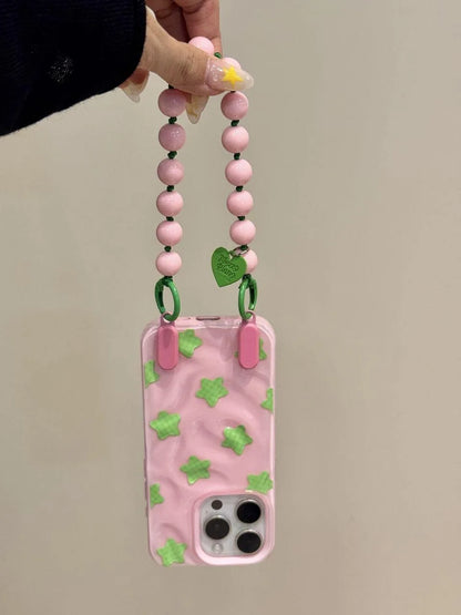 Korean Ins Meteorite Lattice Star Phone Case For iPhone Lovely Bracelet Silione Cover