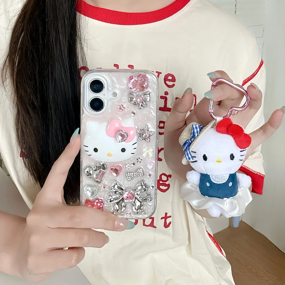 Hello Kittys Glitter Diamond Rhinestones Bow Cute Phone Case