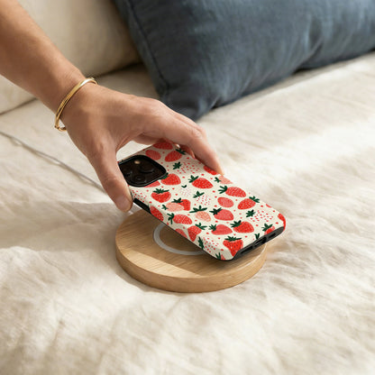 Hand Drawn Strawberry Double Layer Magnetic Phone Case For iPhone Magsafe Protective Cover Coque