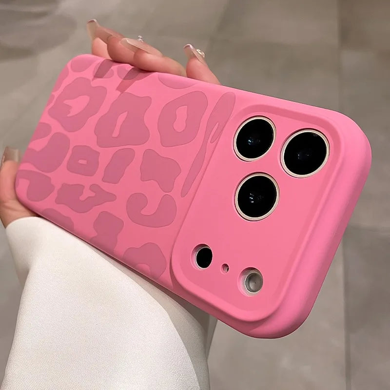 Leopard Liquid Silicone iPhone Case with Camera Control