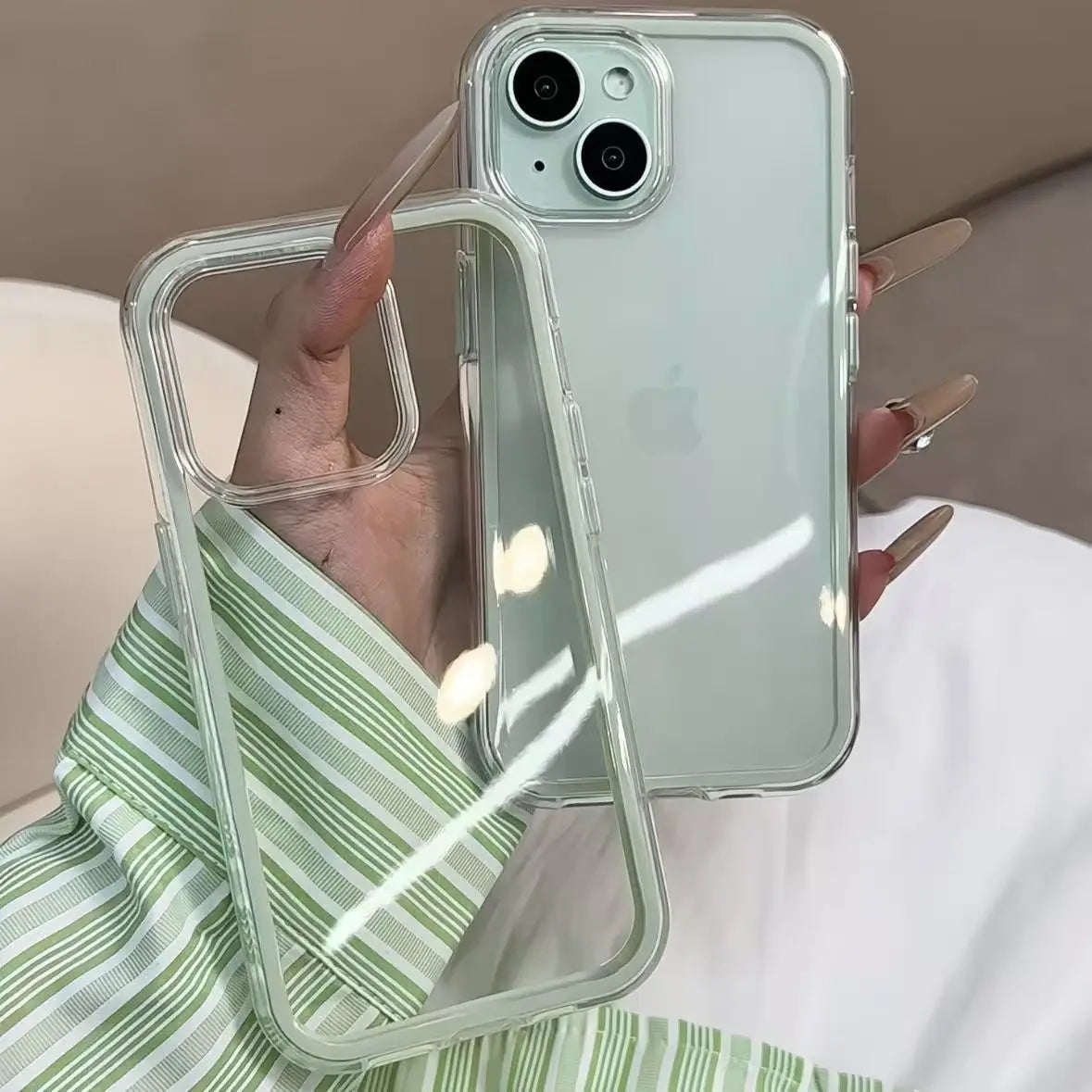 Luxury Candy Color Frame Clear Back Phone Case For iPhone