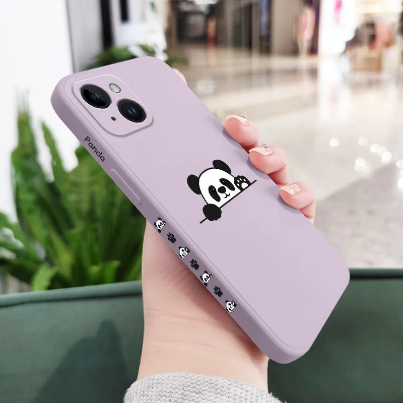 Panda Cute Label Phone Case For iPhone Silicone Cover