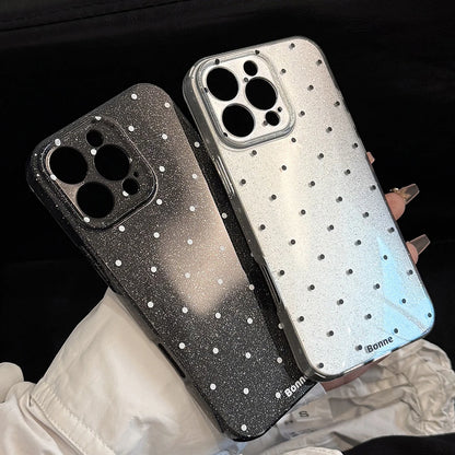 Lovely Glitter Korean Ins Sparkling Black White Polka Dots Phone Case