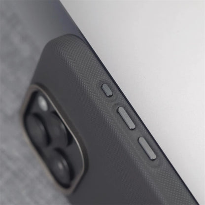 Luxury Alloy Lens Frame Particle PU Leather Magnetic Case For iPhone