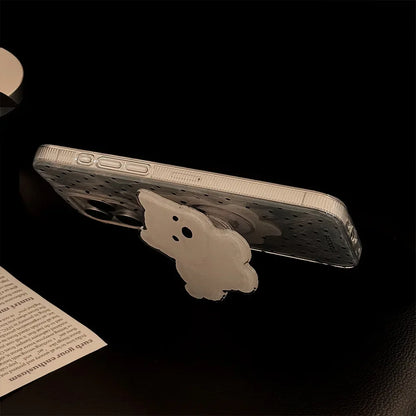 Korean Polka Dot Phone Case With Cartoon Puppy Bracket For iPhone