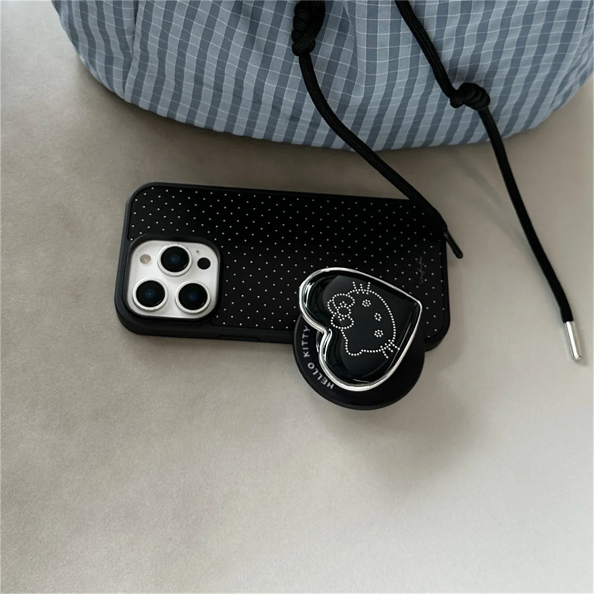 Simple Black Polka Dot Magnetic Phone Case For iPhone