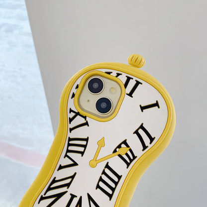 Funny Cartoon 3D Clock Phone Case For iPhone Anti Fall Soft Silicone Cover