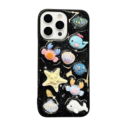 Cute 3D Seashell Starfish Conch Glitter Phone Case