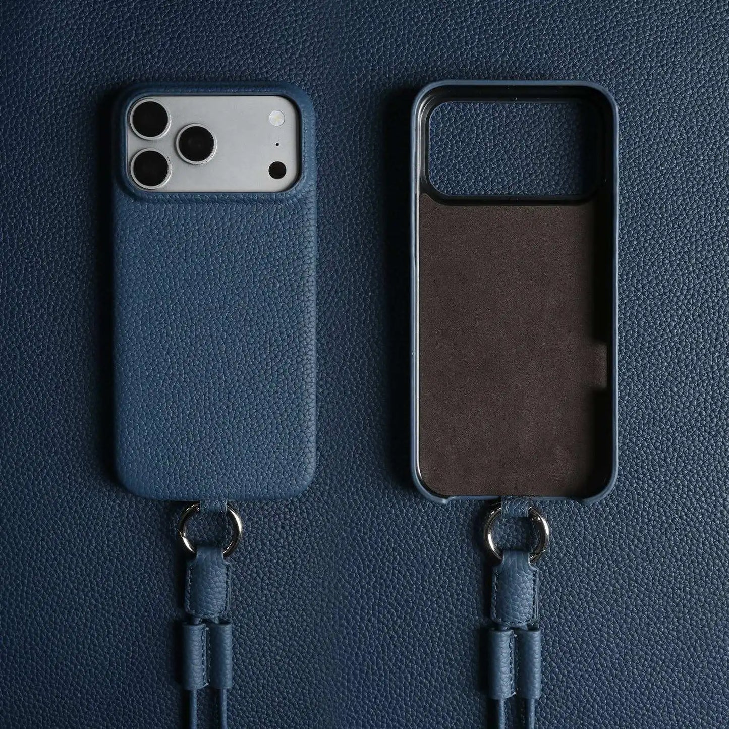 With Lanyard Genuine Leather Case For iPhone